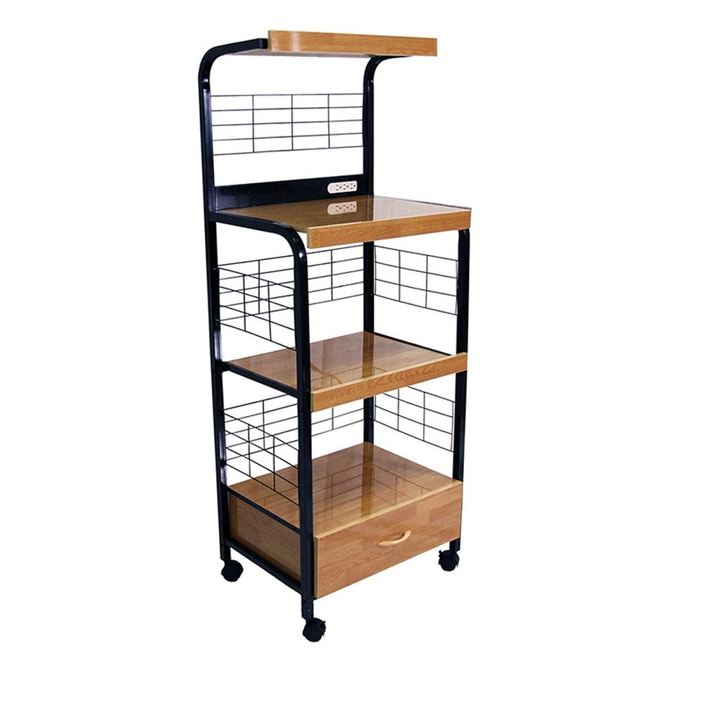 Mod Black and Natural Microwave Kitchen Cart - 99fab 