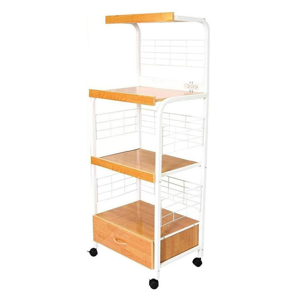 Mod White and Natural Microwave Kitchen Cart - 99fab 