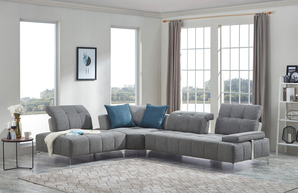 Gray 100% Polyester Modular L Shaped Three Piece Corner Sectional - 99fab 