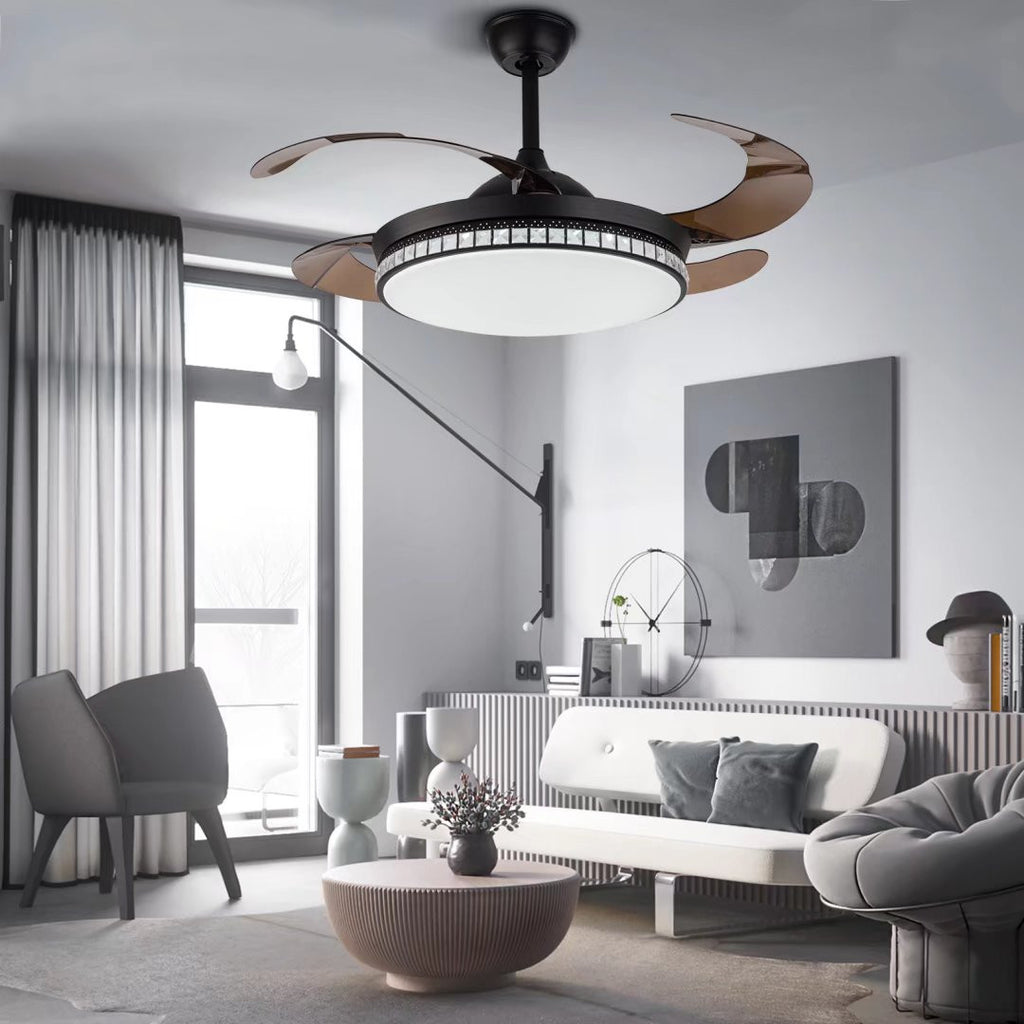 Stylish Black Chandelier With Retractable Blades - 99fab 