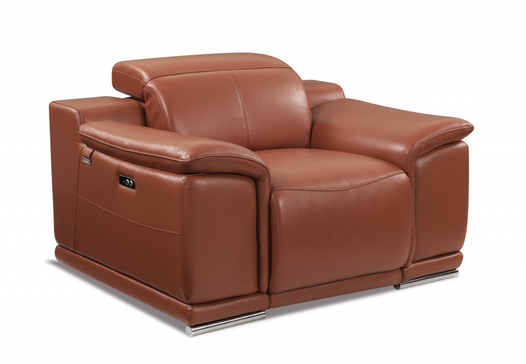 Mod Camel Brown Italian Leather Recliner Chair - 99fab 