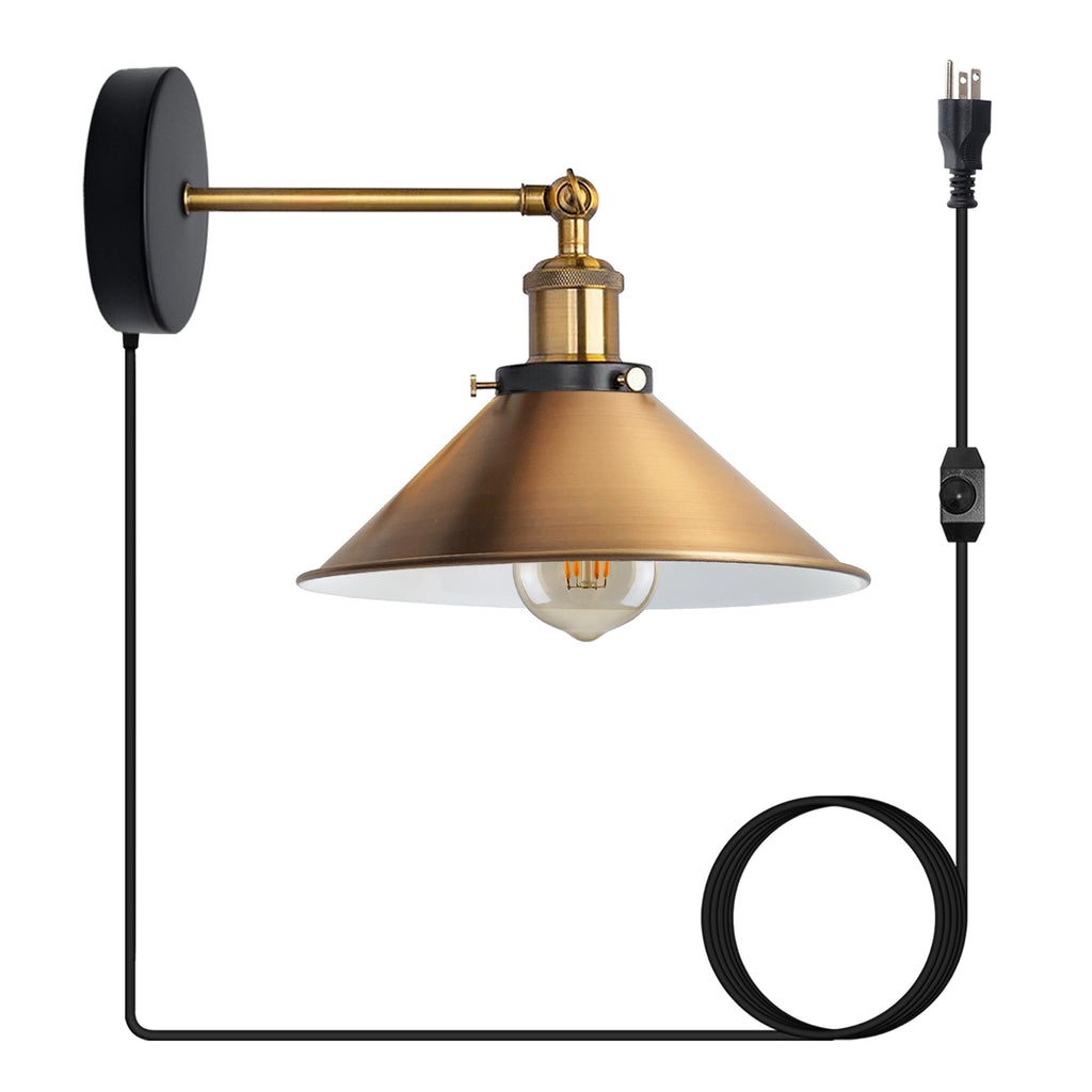 Metal Shade Plug-in Indoor Wall Light with Switch ~1750-0