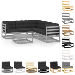 vidaXL Patio Furniture Set 6 Piece Outdoor Sectional Sofa Solid Wood Pine-21