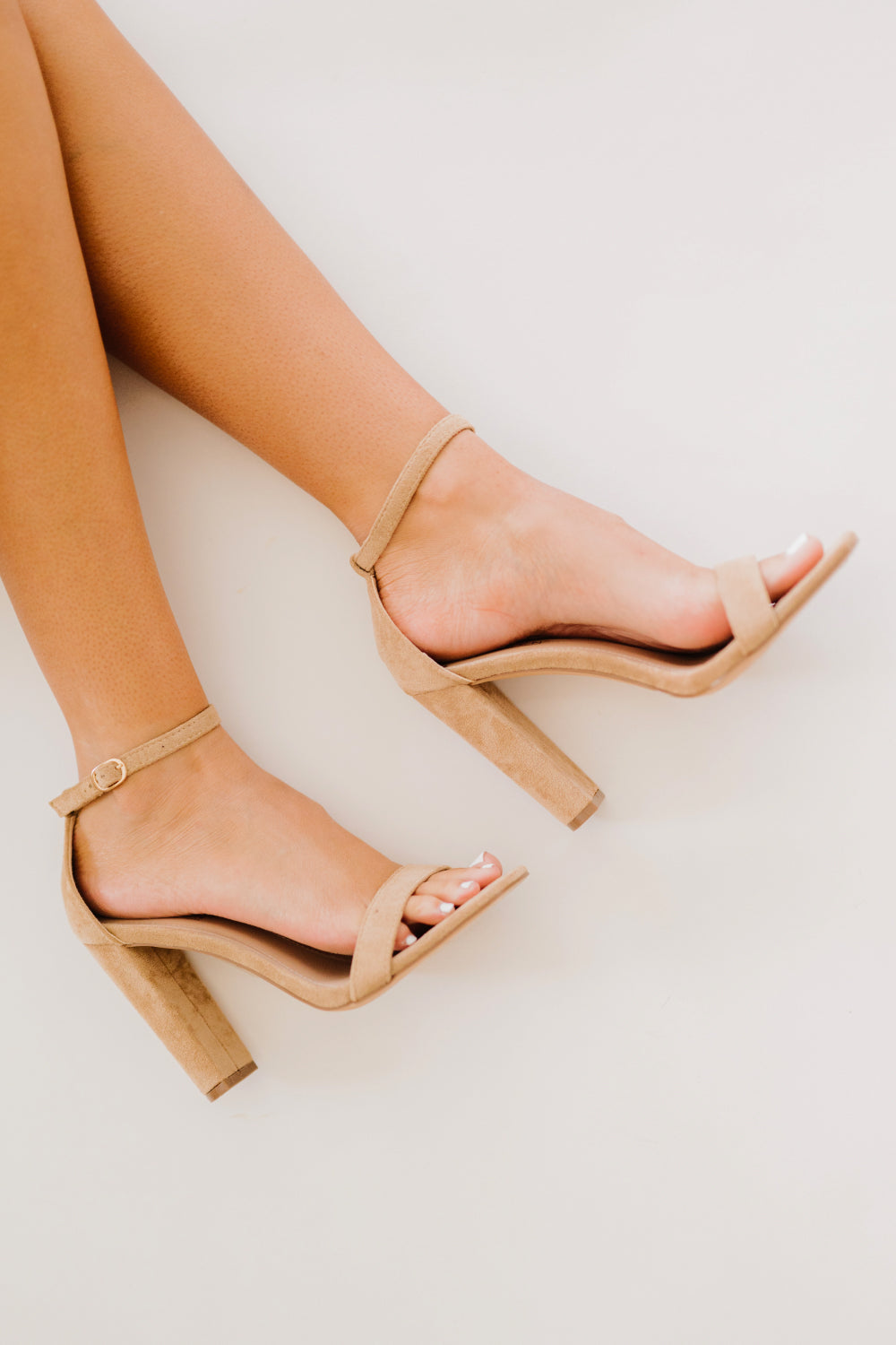 KAYLEEN Standing Tall Square Toe Block Heel Sandals in Taupe - 99fab 