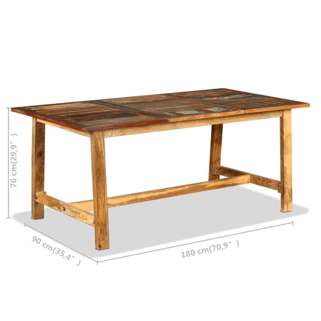 vidaXL Dining Table Solid Reclaimed Wood 70.9"-0