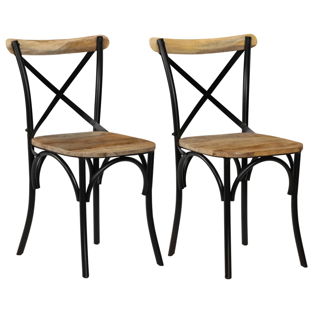 vidaXL Cross Chairs 2 pcs Black Solid Mango Wood-0