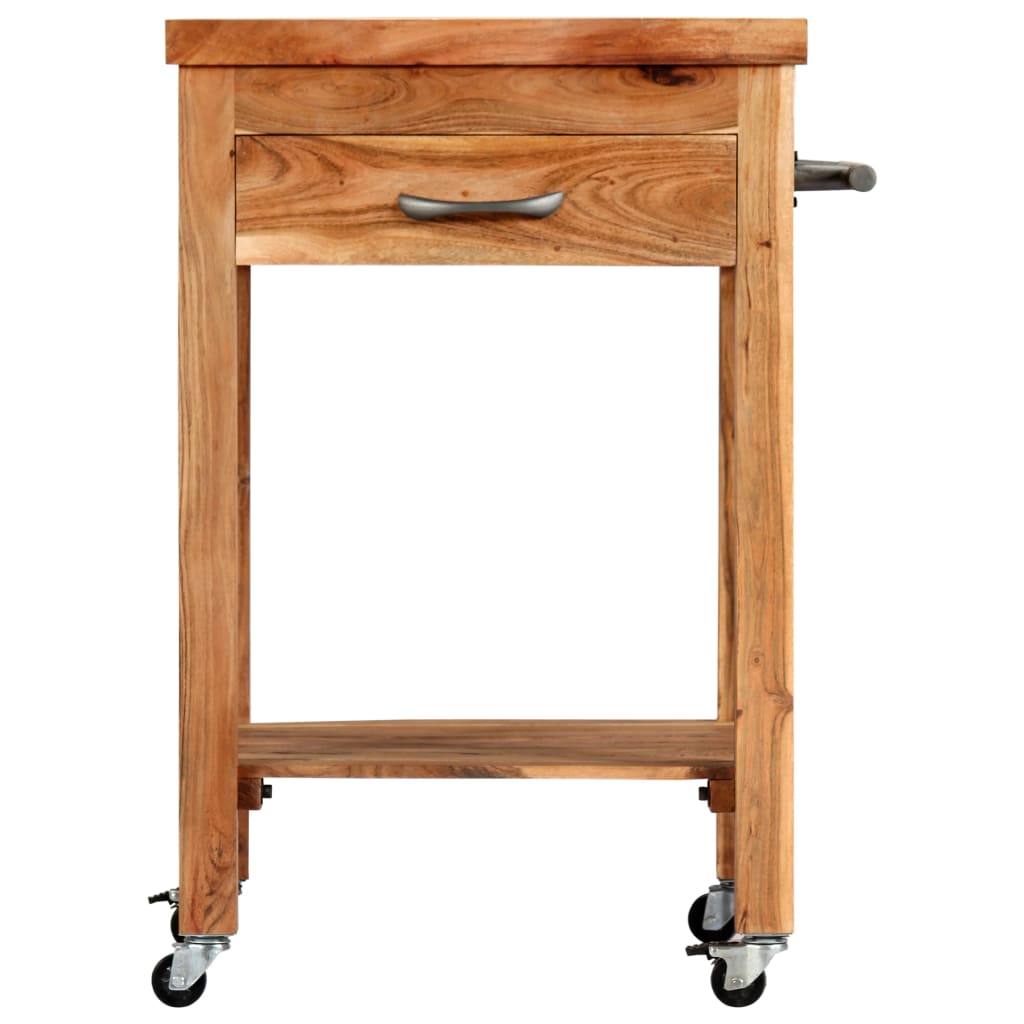 vidaXL Kitchen Cart Wooden Rolling Kitchen Trolley Stand Solid Wood Acacia-0