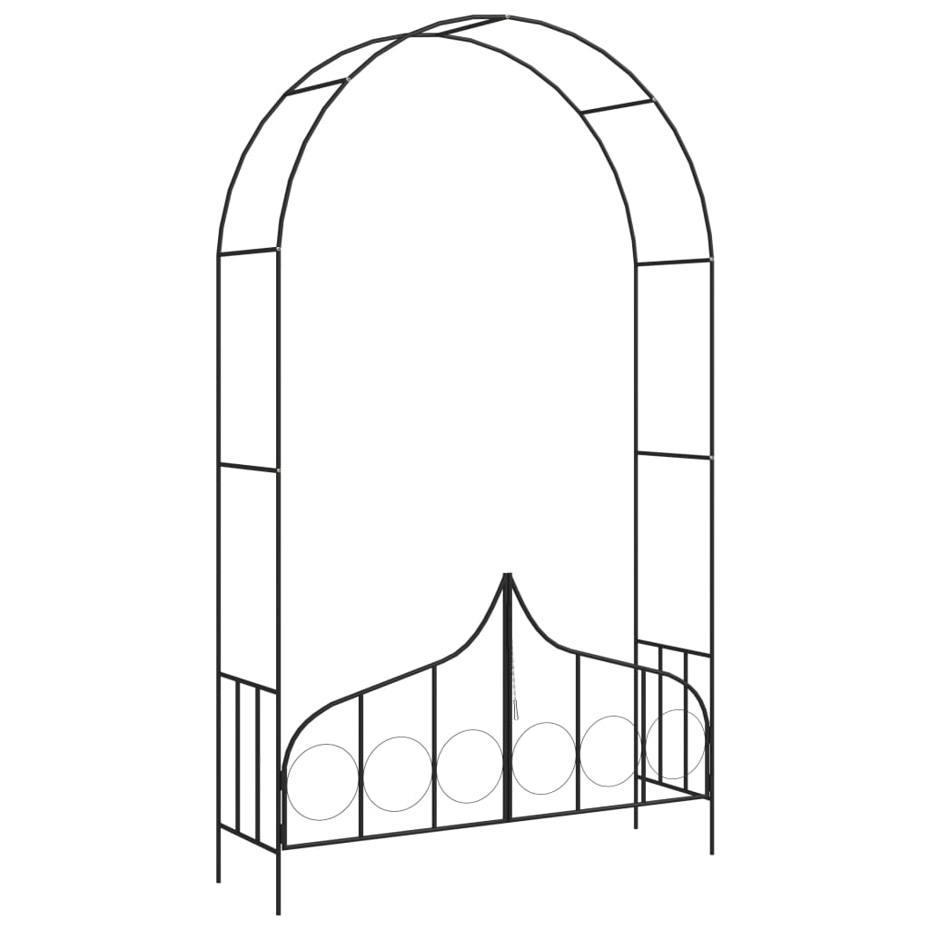 vidaXL Garden Arch with Gate Black 54.3"x15.7"x93.7" Iron-0