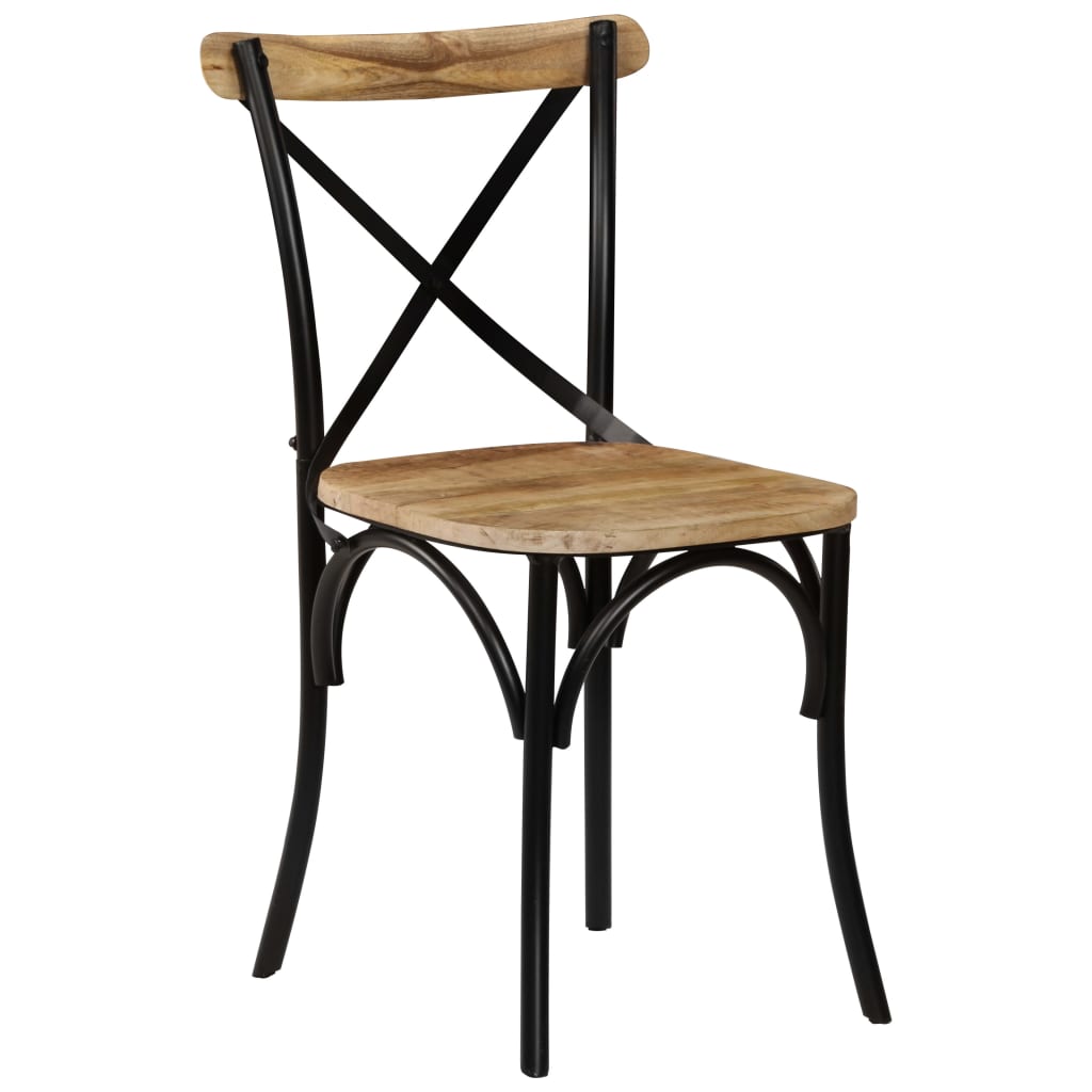 vidaXL Cross Chairs 4 pcs Black Solid Mango Wood-0