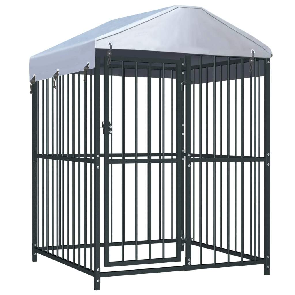 Outdoor Dog Kennel with Roof 47.2