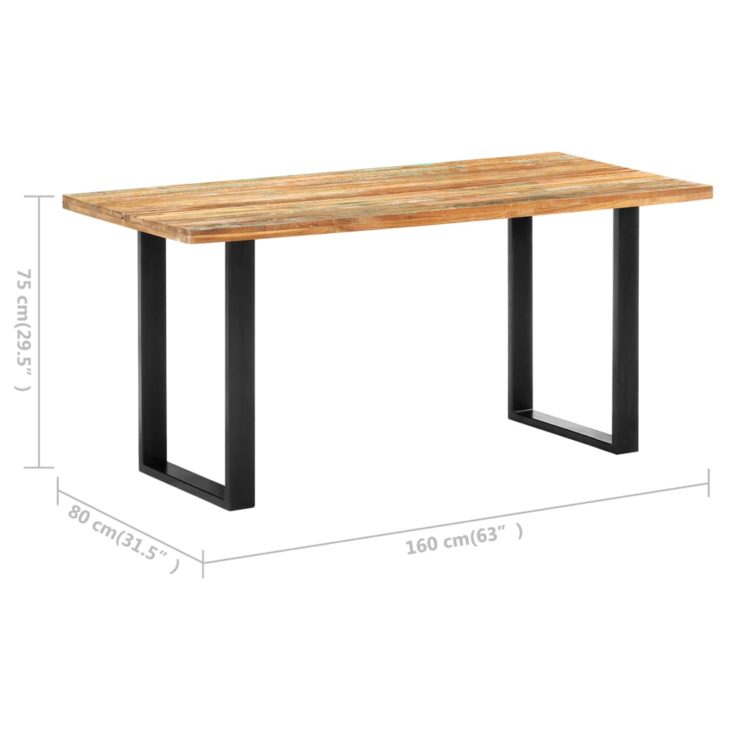 vidaXL Dining Table 63"x31.5"x29.5" Solid Reclaimed Wood-0
