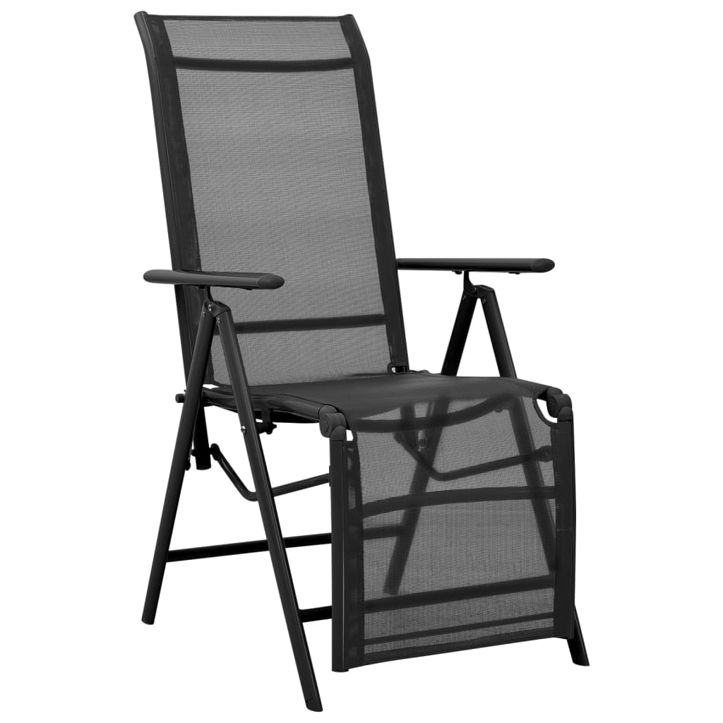 vidaXL Reclining Deck Chair Aluminum and Textilene Black-0