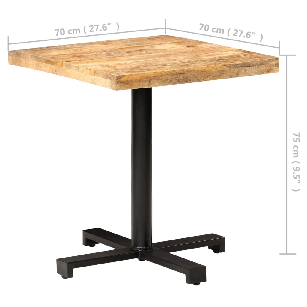 vidaXL Bistro Table Square 27.6"x27.6"x29.5" Rough Mango Wood-0