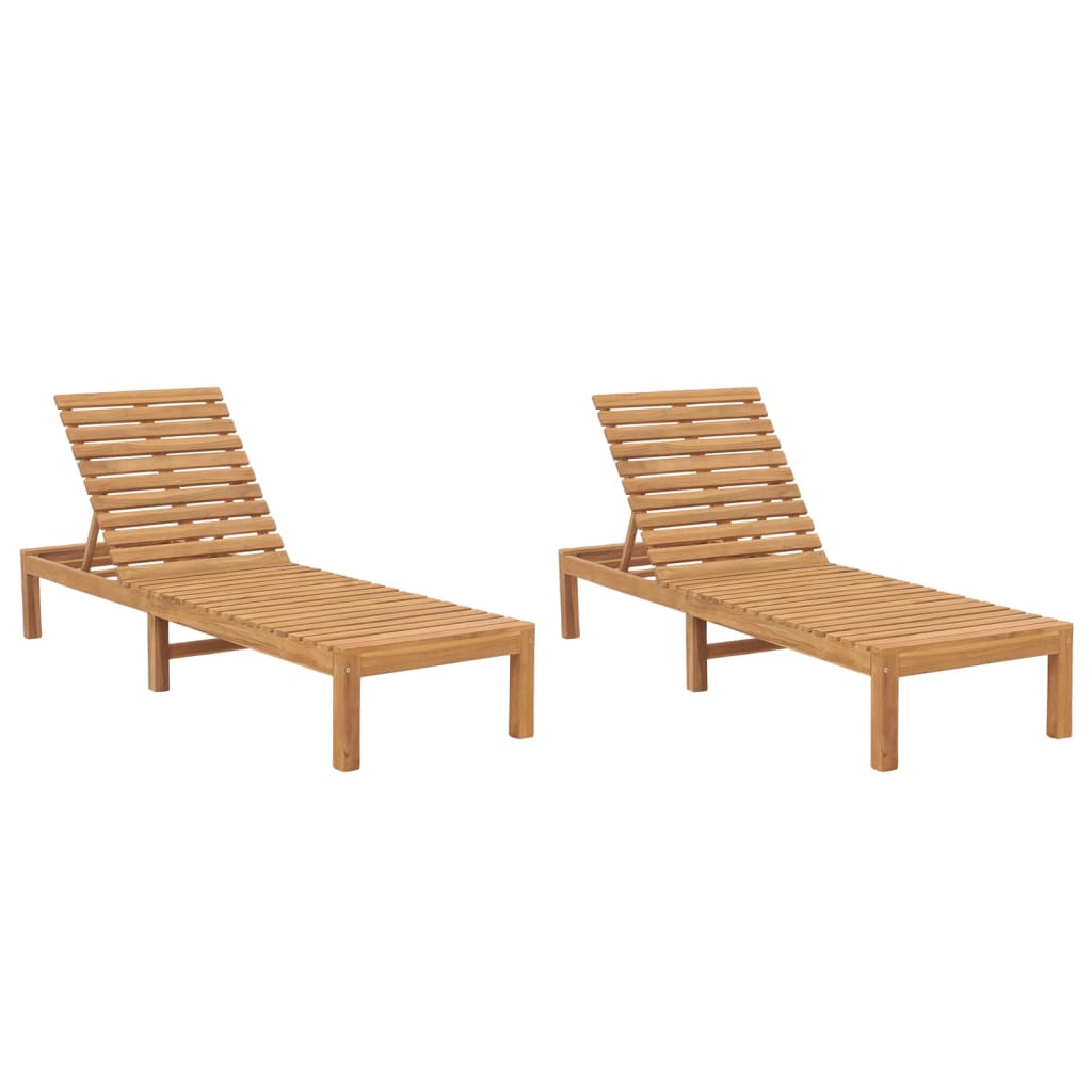 vidaXL 1/2x Solid Wood Teak Sun Lounger Patio Garden Lounge Bed Furniture-0
