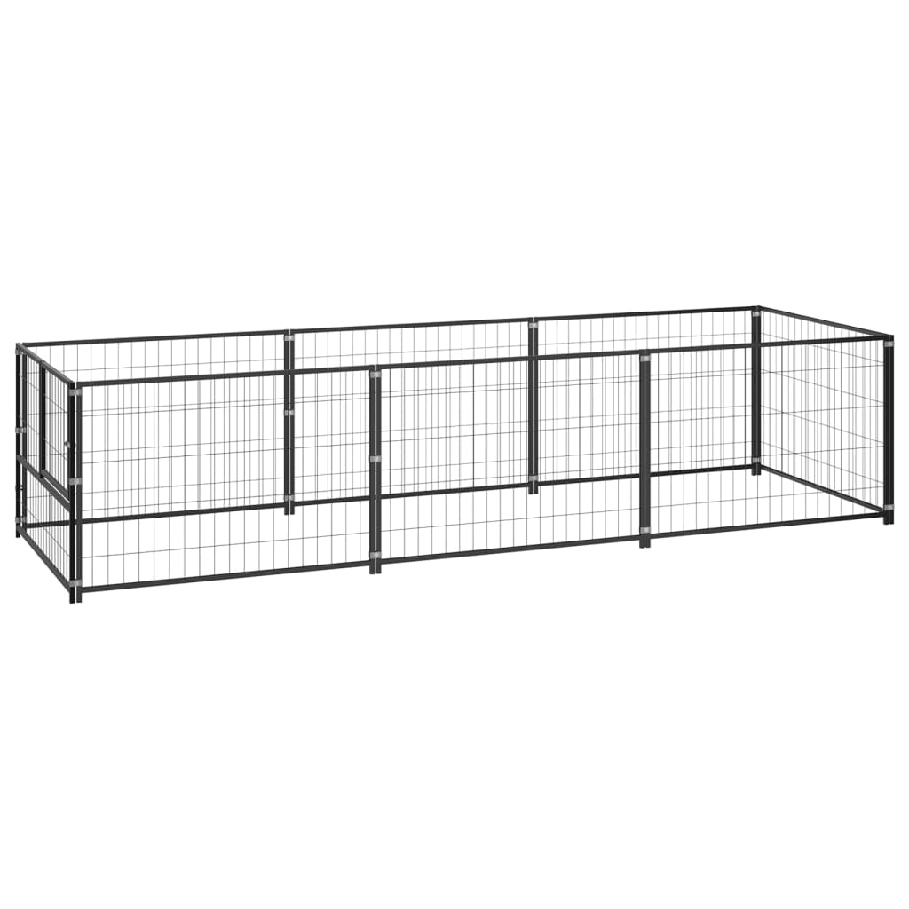 Dog Kennel Steel Outdoor Puppy Enclosure Cage Black/Silver Multi Sizes - 99fab 