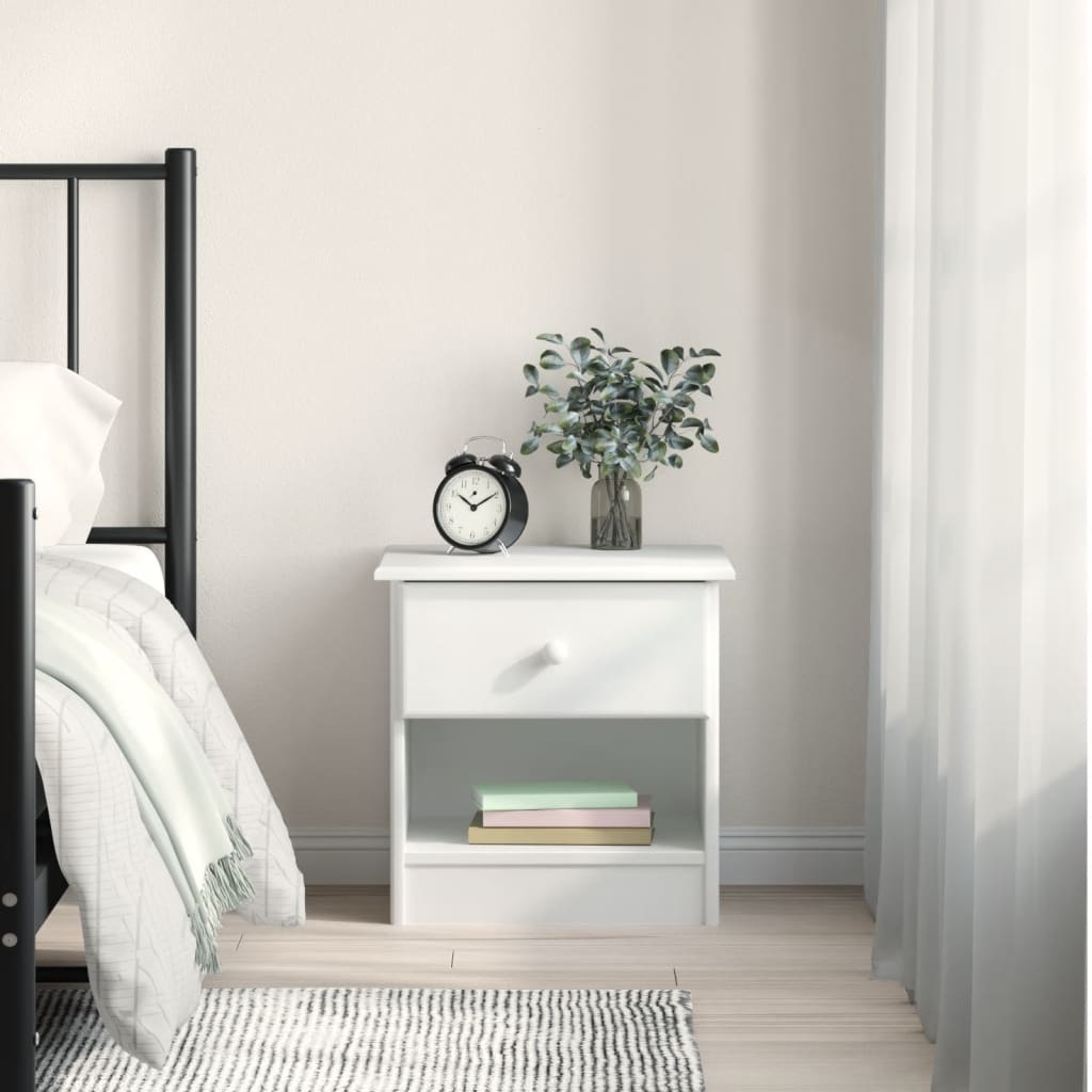 vidaXL Bedside Cabinet ALTA White 16.9"x13.8"x15.9" Solid Wood Pine-0