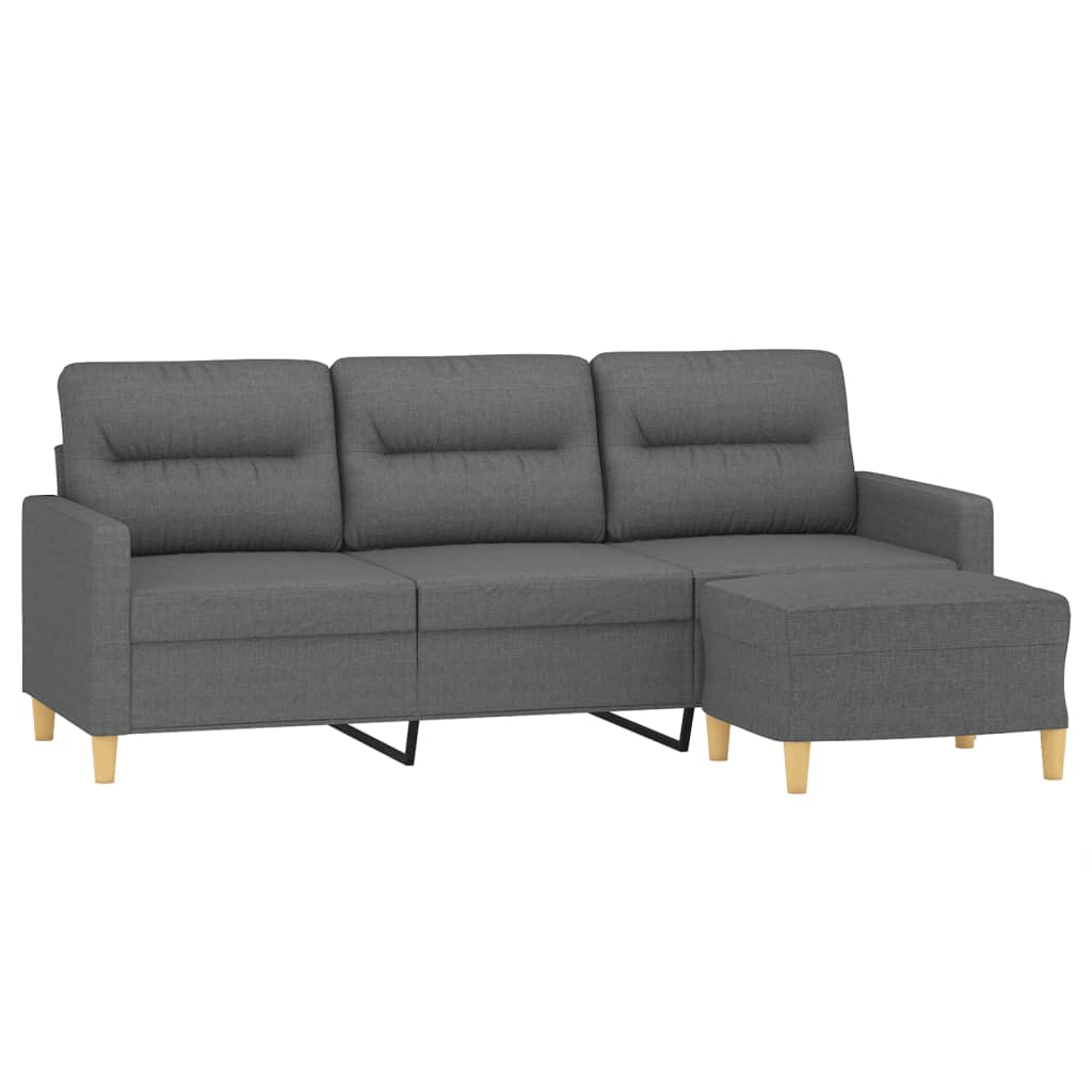 vidaXL 3-Seater Sofa with Footstool Dark Gray 70.9" Fabric-0