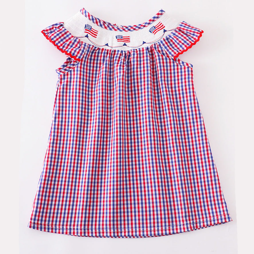 Girls 4th of July Patriotic Flags Stripes with Stars Swing Dress - 99fab 