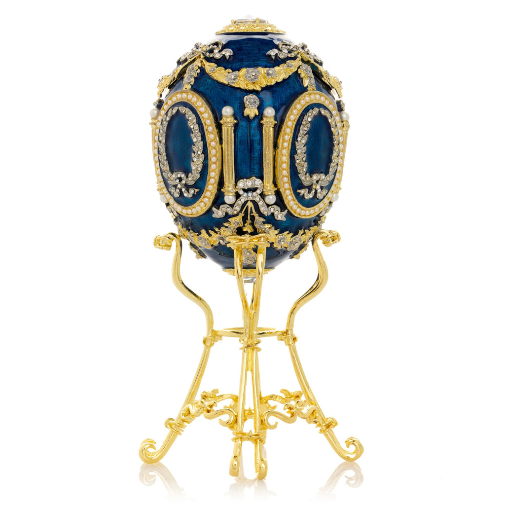 Blue Faberge Egg with Swan Inside-0