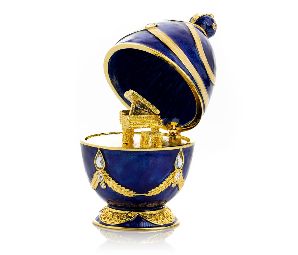 Blue Faberge Egg with Golden Piano Surprise-0
