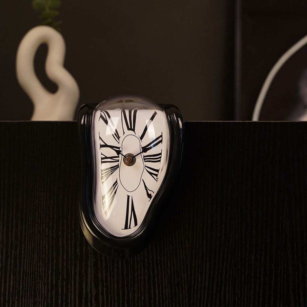 Dali Melting Clock for Decorative Home Office Shelf Desk Table Funny Creative Gift, Black - 99fab 