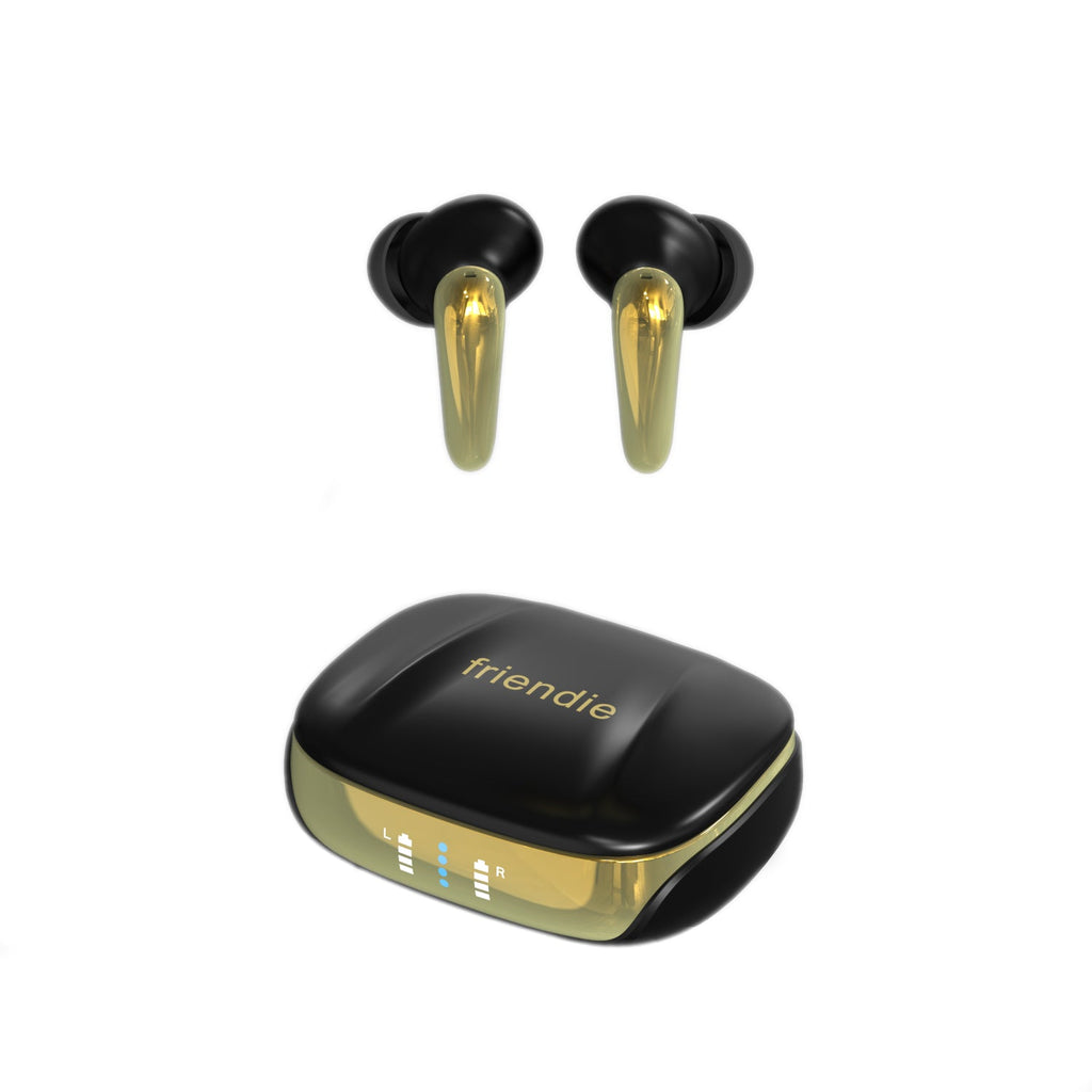 AIR Focus ANC Matte Black and Gold Active Noise Cancelling Earbuds (In Ear Wireless Headphones) - 99fab 