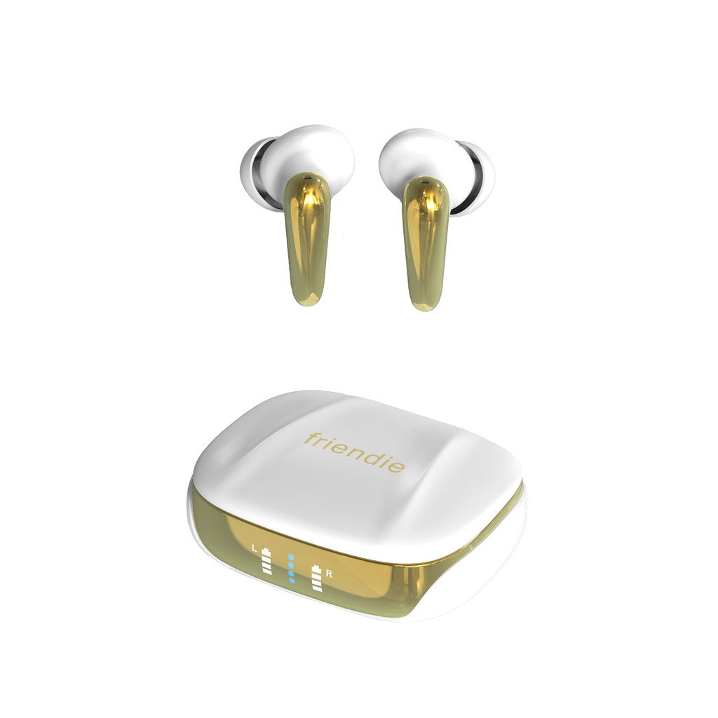 AIR Focus ANC Pearl White and Gold Active Noise Cancelling Earbuds (In Ear Wireless Headphones) - 99fab 