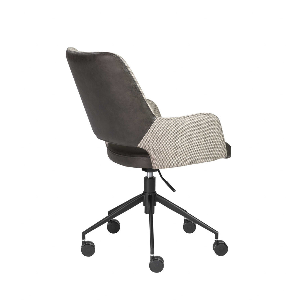 Slate Gray Linen Seat Swivel Adjustable Task Chair Fabric Back Steel Frame - 99fab 