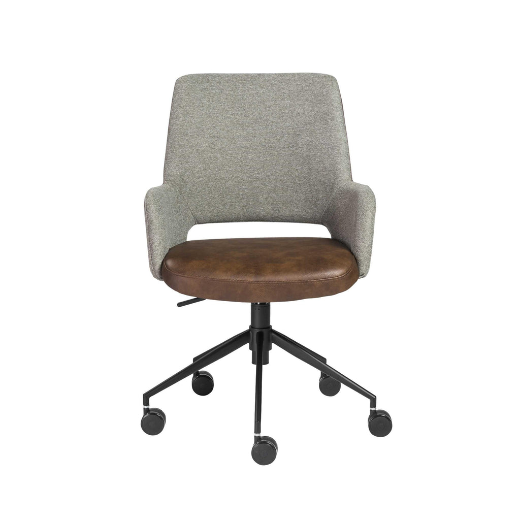 Gray Linen Seat Swivel Adjustable Task Chair Fabric Back Steel Frame - 99fab 