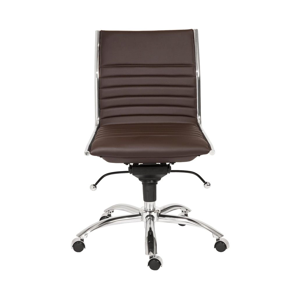 Brown Faux Leather Seat Swivel Adjustable Task Chair Leather Back Steel Frame - 99fab 