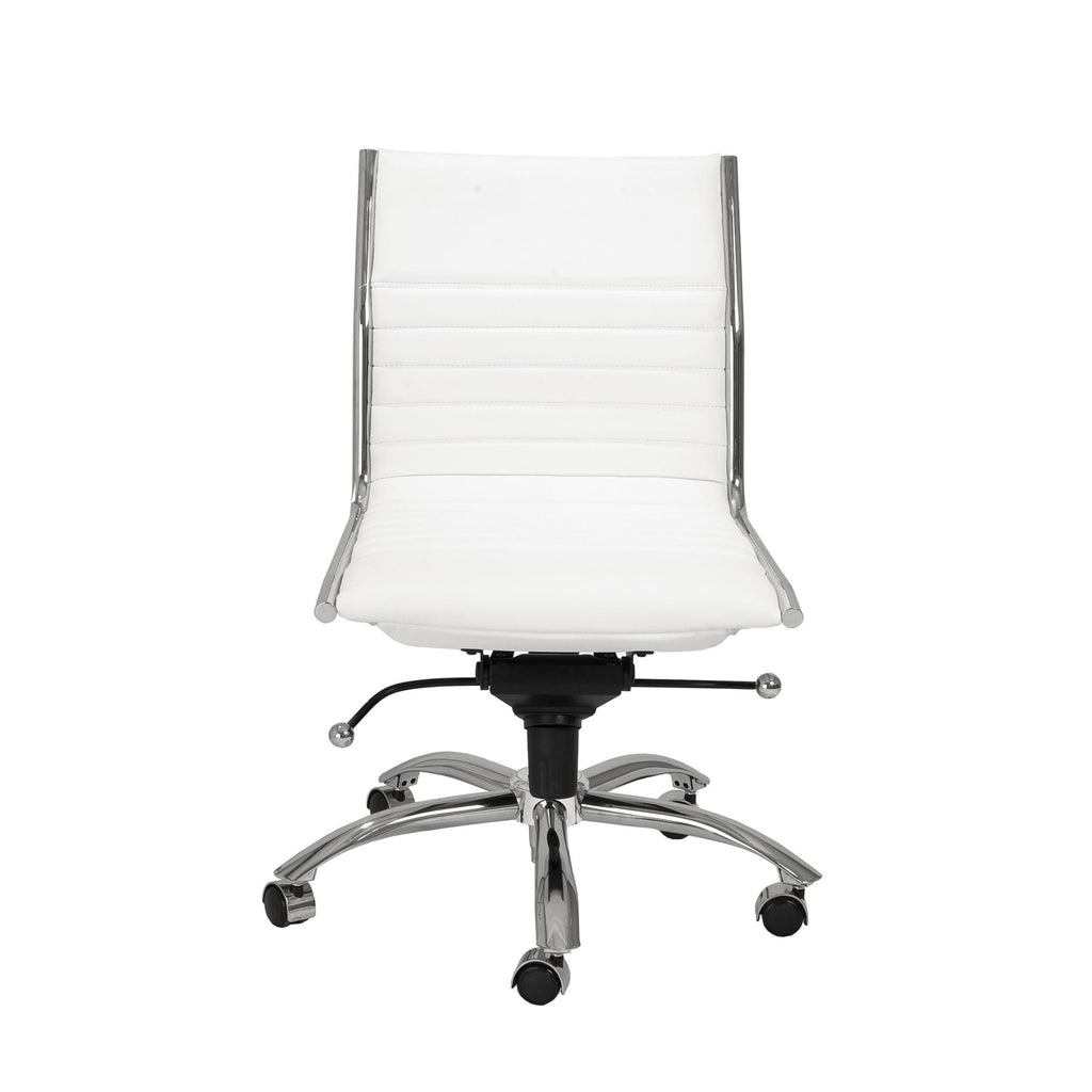 White Faux Leather Seat Swivel Adjustable Task Chair Leather Back Steel Frame - 99fab 