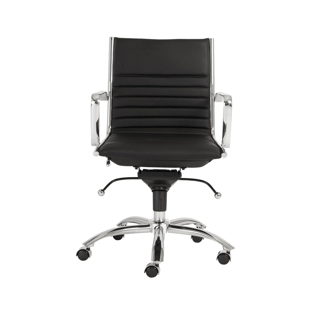Black Faux Leather Seat Swivel Adjustable Task Chair Leather Back Steel Frame - 99fab 
