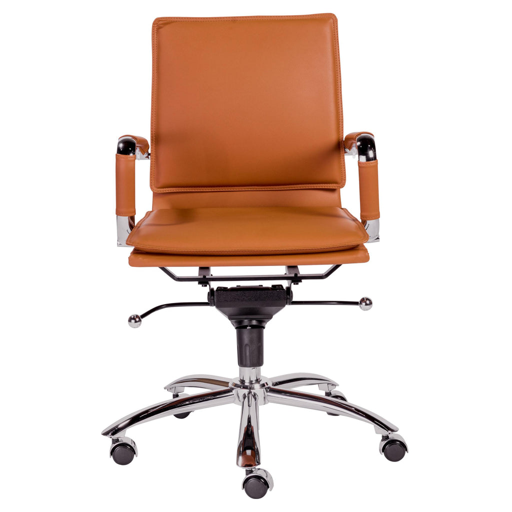 Brown Faux Leather Seat Swivel Adjustable Task Chair Leather Back Steel Frame - 99fab 
