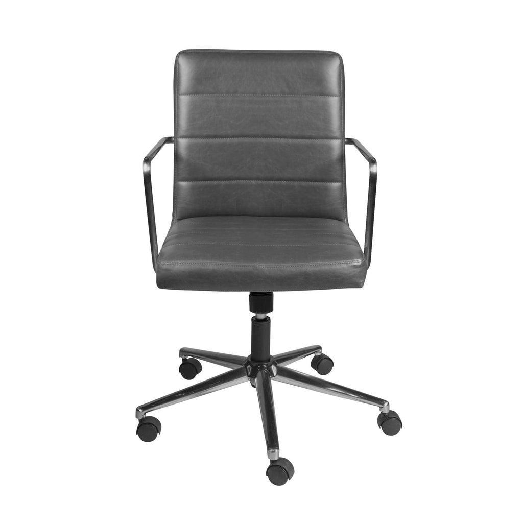Gray Faux Leather Seat Swivel Adjustable Task Chair Leather Back Steel Frame - 99fab 