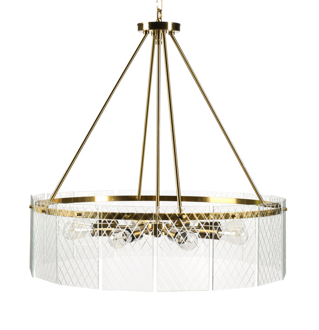 Chandelier Eight Light Iron And Glass Dimmable Semi-Flush Ceiling Light - 99fab 
