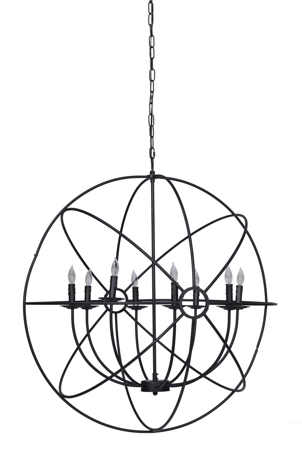 Chandelier Eight Light Iron And Glass Dimmable Semi-Flush Ceiling Light - 99fab 