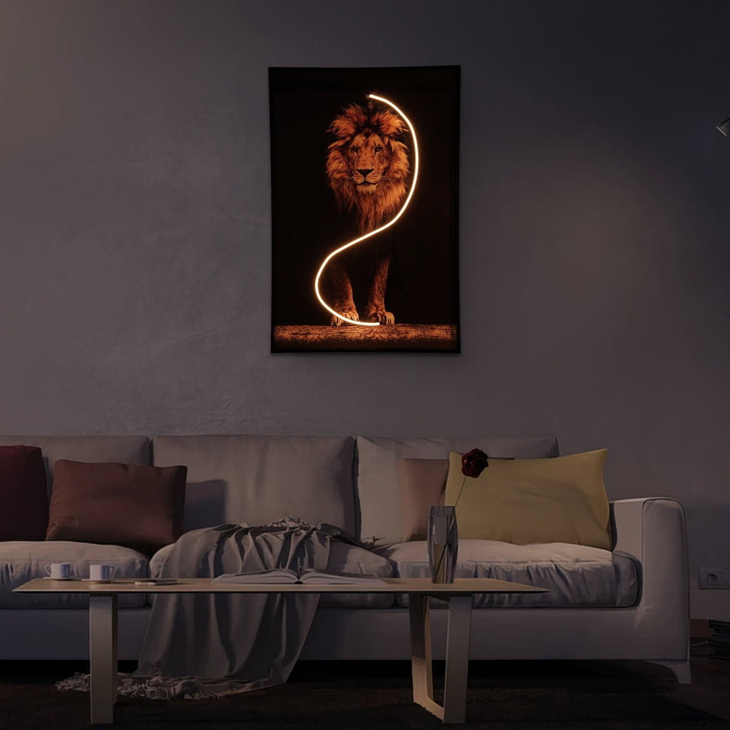 Lion Wall Art with LED Lights - 99fab 