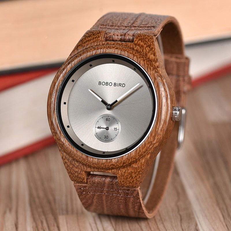 BOBO BIRD Wooden Timepieces Luxury Leather Strap Quartz Watch - 99fab 
