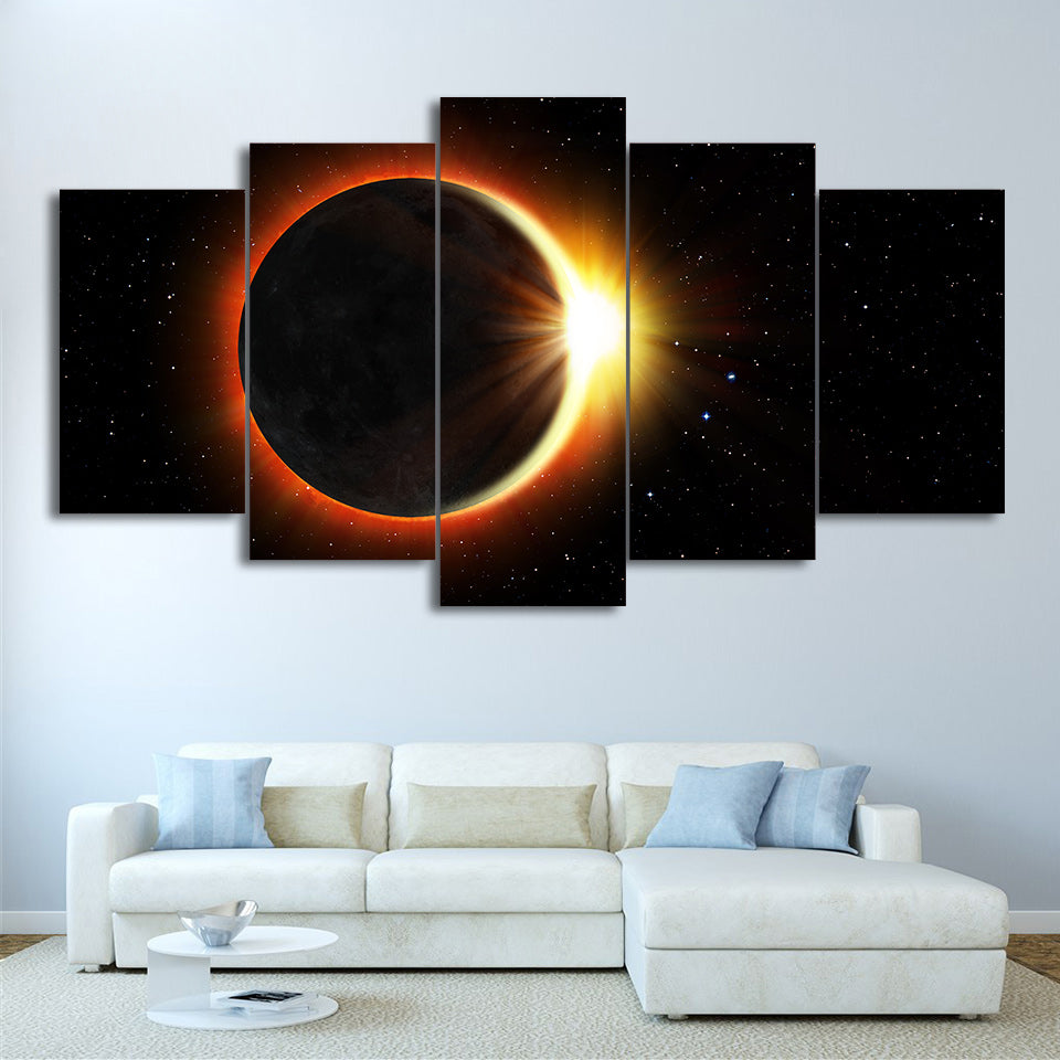 Canvas Wall Art HD Prints Modular 5 Pieces Eclipse Painting - wall art - 99fab.com