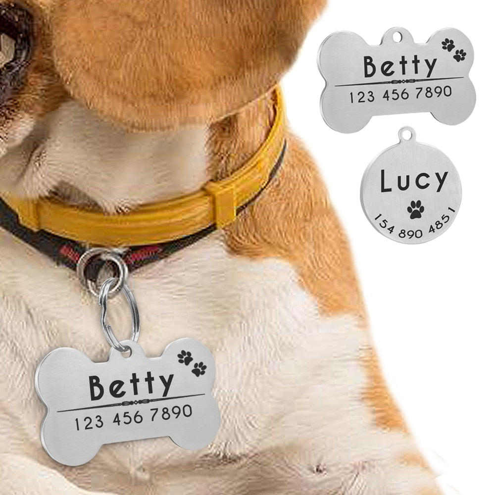 Stainless Steel Personalized Pet Dog ID Tag Anti-lost Free Engraving - 99fab 