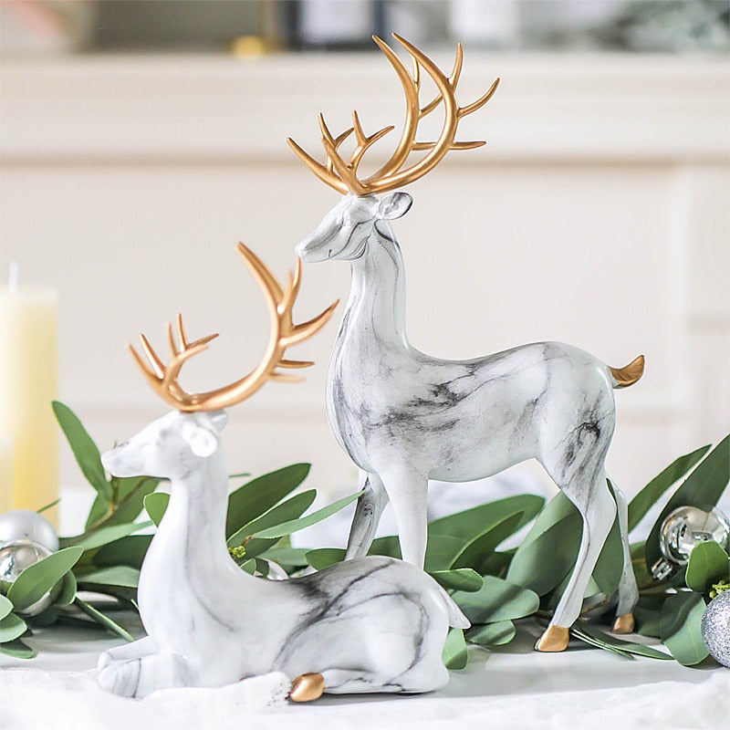 Imitation Marble Christmas Ornaments Elk Decoration Handicraft - 99fab 