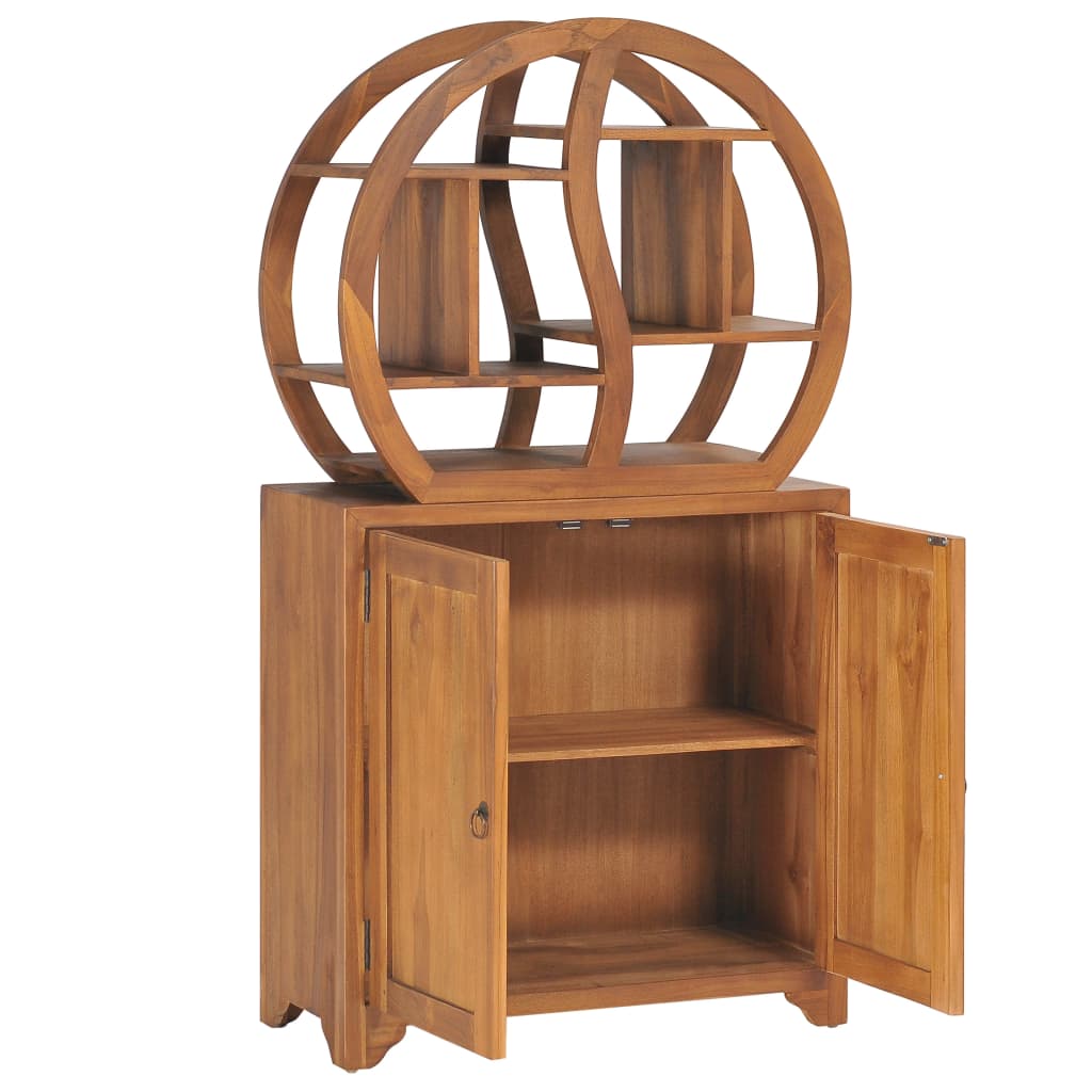 vidaXL Cabinet with Yin Yang Shelf Hallway Storage Cabinet Solid Wood Teak-10