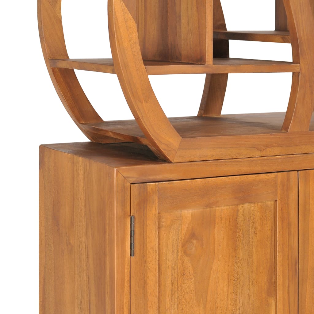 vidaXL Cabinet with Yin Yang Shelf Hallway Storage Cabinet Solid Wood Teak-19