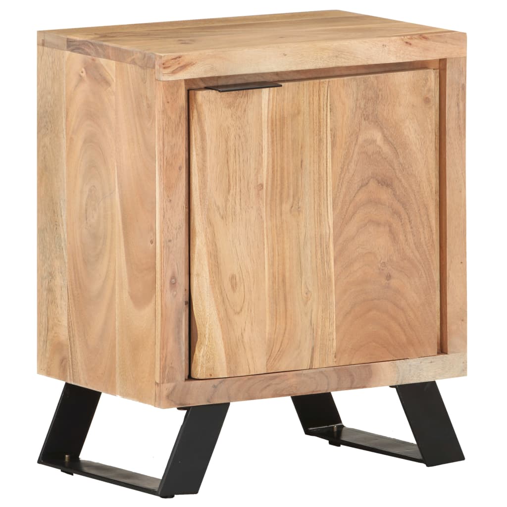 vidaXL Bedside Cabinet 15.7"x11.8"x19.7" Solid Acacia Wood with Live Edges-0