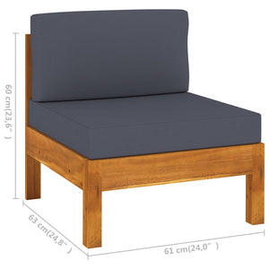 vidaXL 6 Piece Patio Lounge Set with Dark Gray Cushions Acacia Wood-1