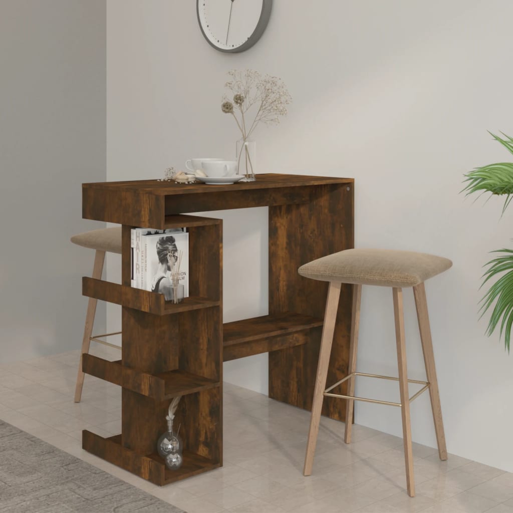 vidaXL Bar Table Dining Room Standing Desk with Storage Rack Engineered Wood-62