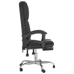 vidaXL Massage Chair Desk Office Chair with Adjustable Footrest Faux Leather-11