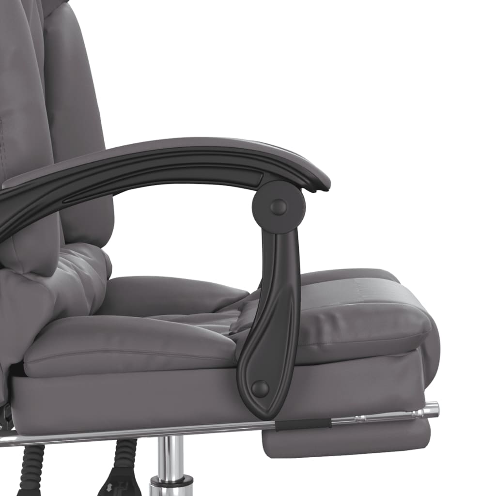 vidaXL Massage Chair Desk Office Chair with Adjustable Footrest Faux Leather-16