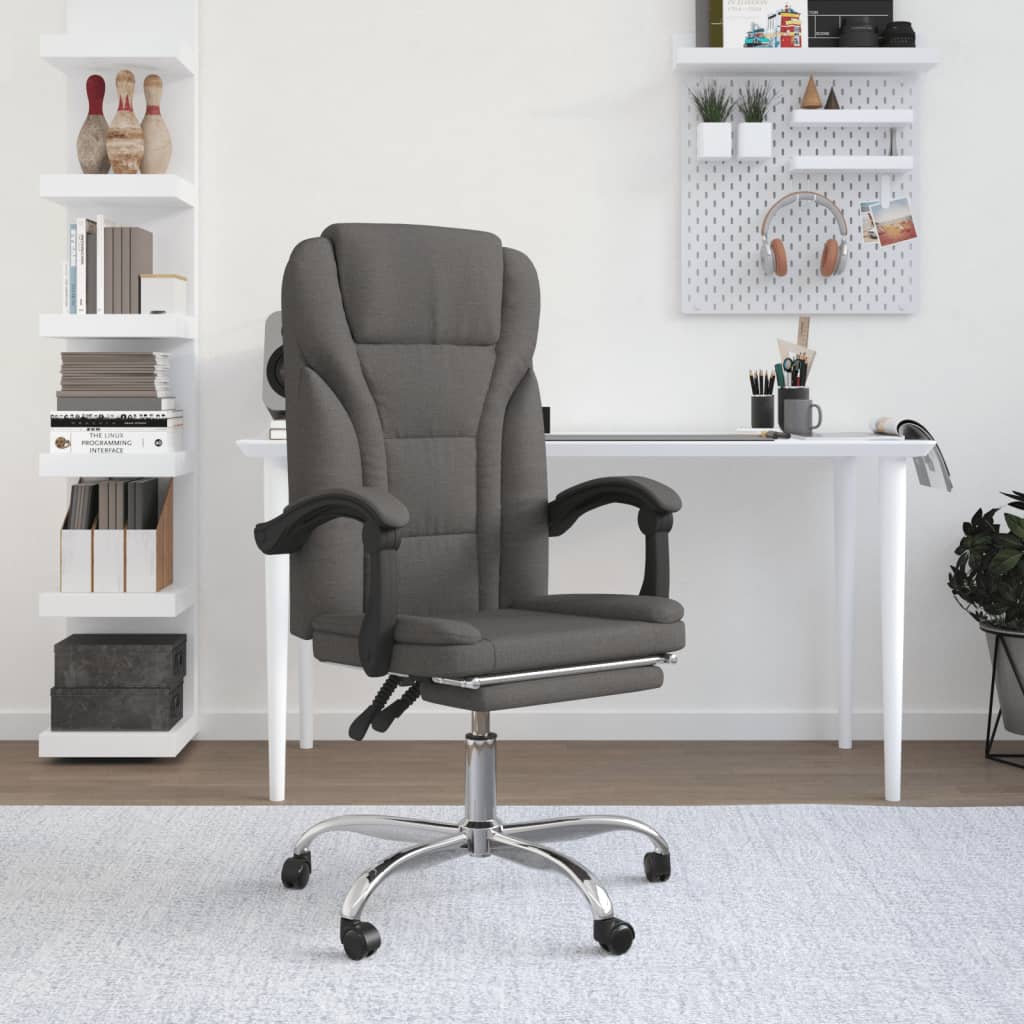 vidaXL Chair Accent Reclining Desk Chair with Wheels for Living Room Fabric-4