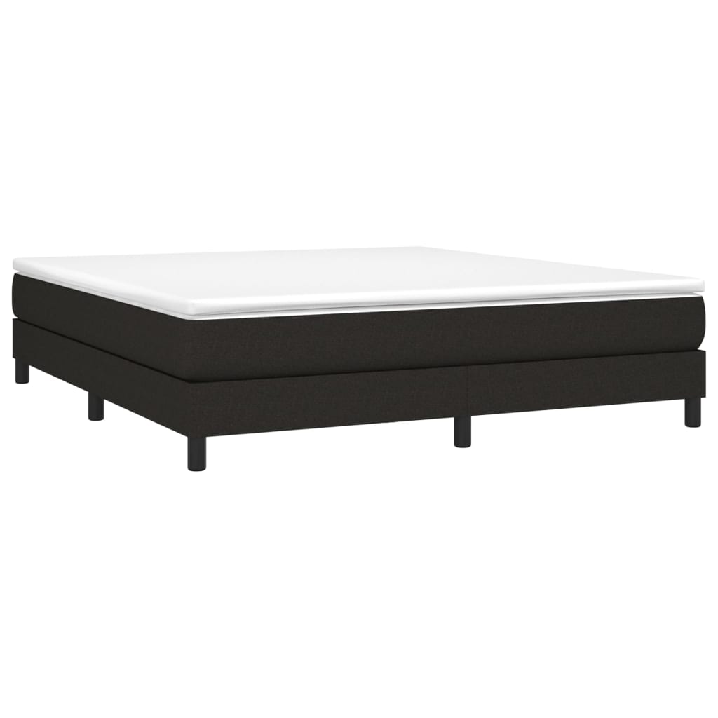 vidaXL Box Spring Bed with Mattress Black 72"x83.9" California King Fabric-0